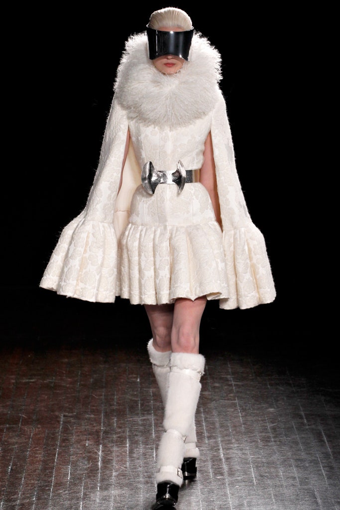 white lace sleeveless high-neck fitted flared belted dress
