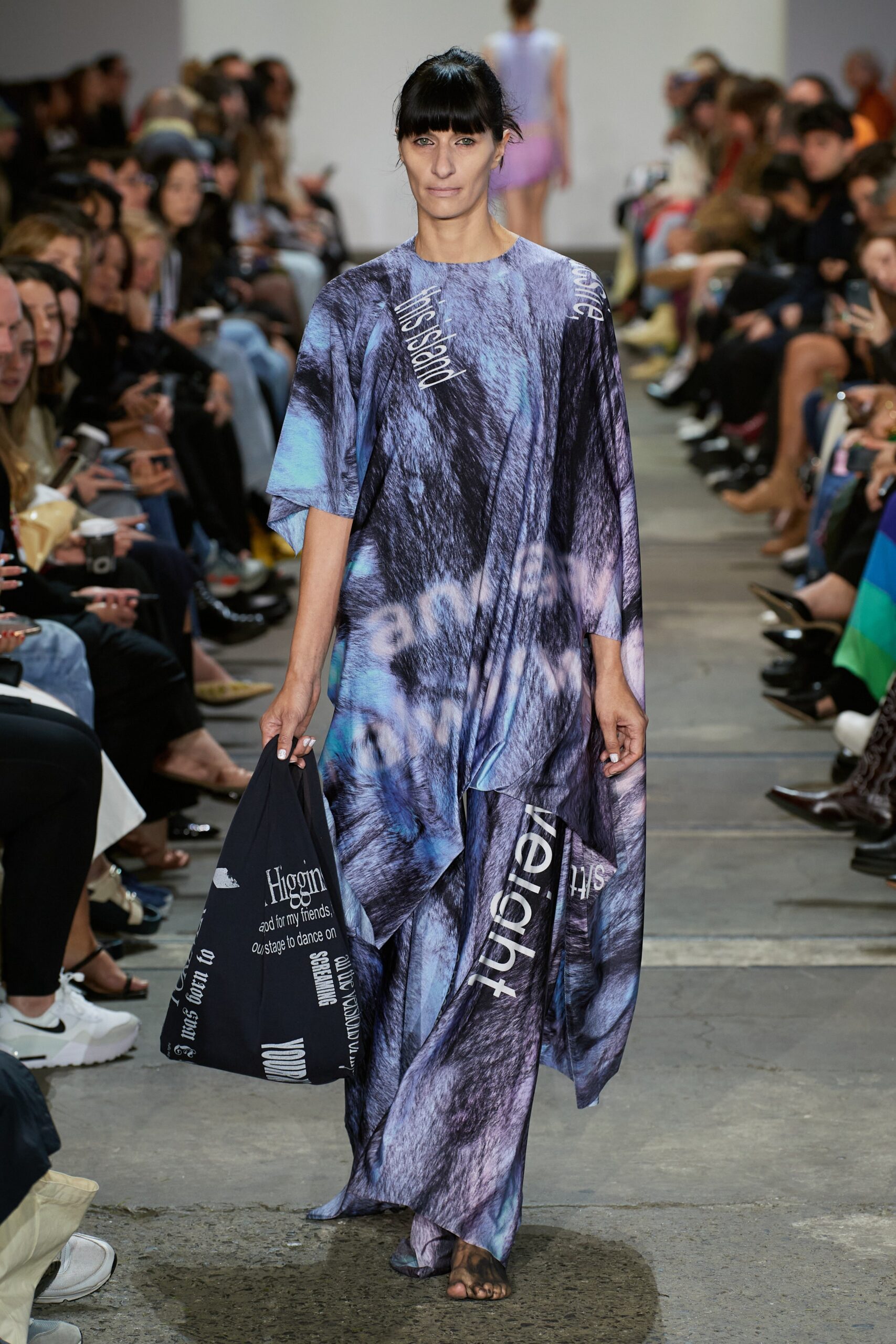 relaxed blue and purple maxi dress