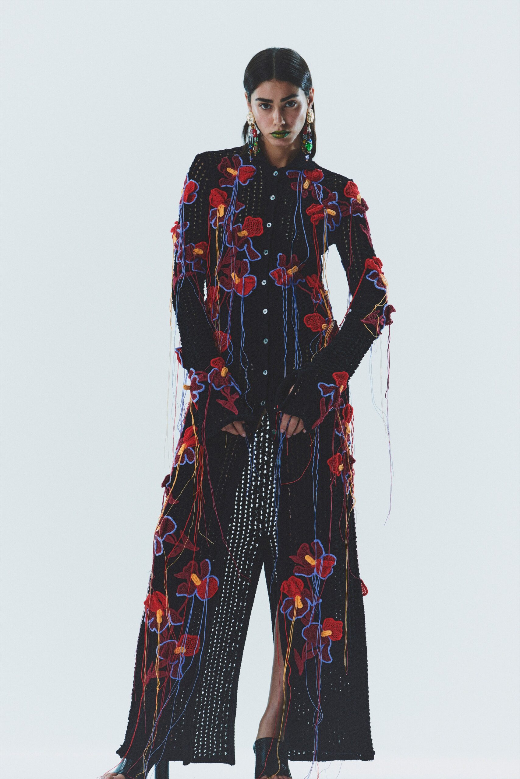 black embroidered maxi dress