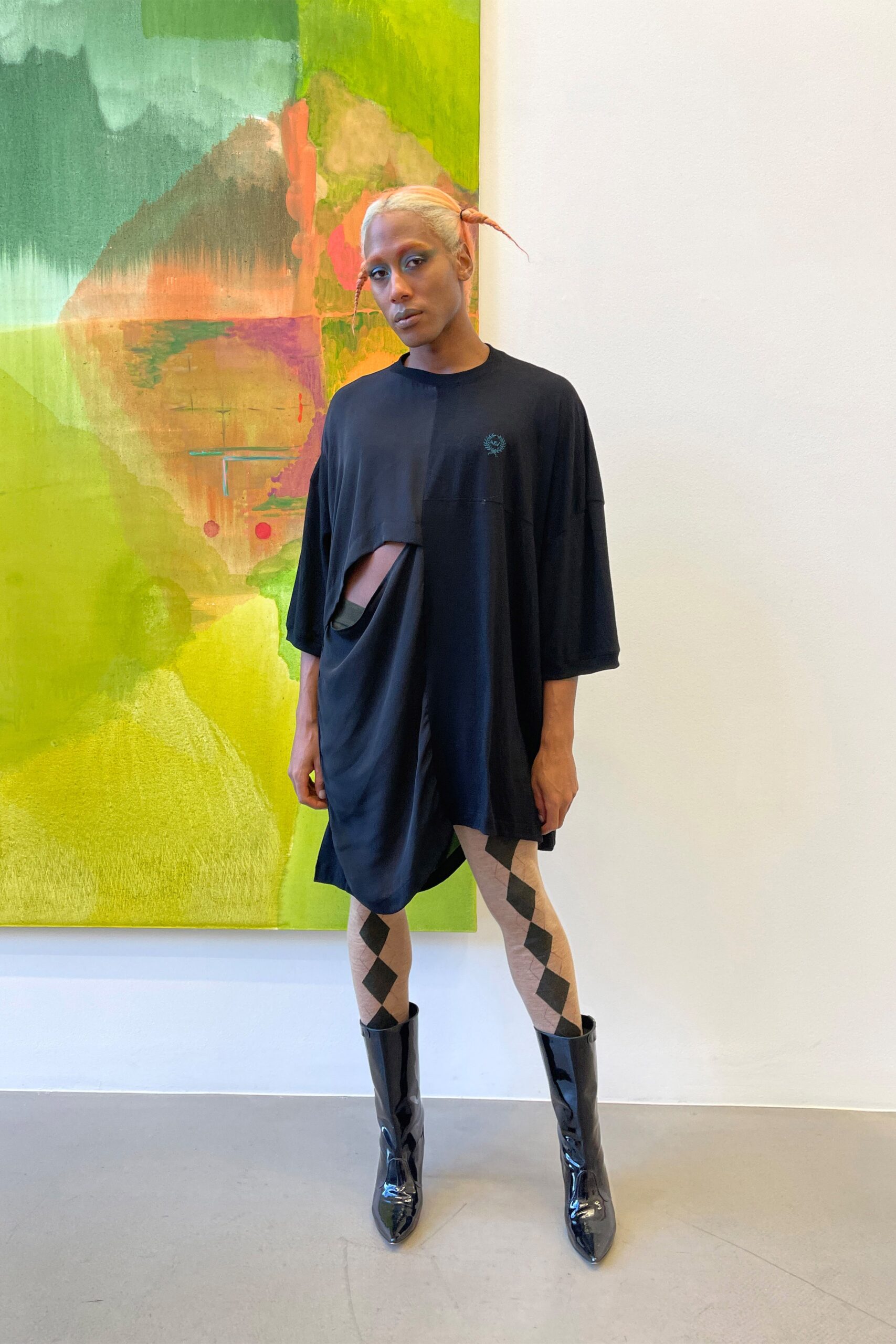 black relaxed dress with cutout