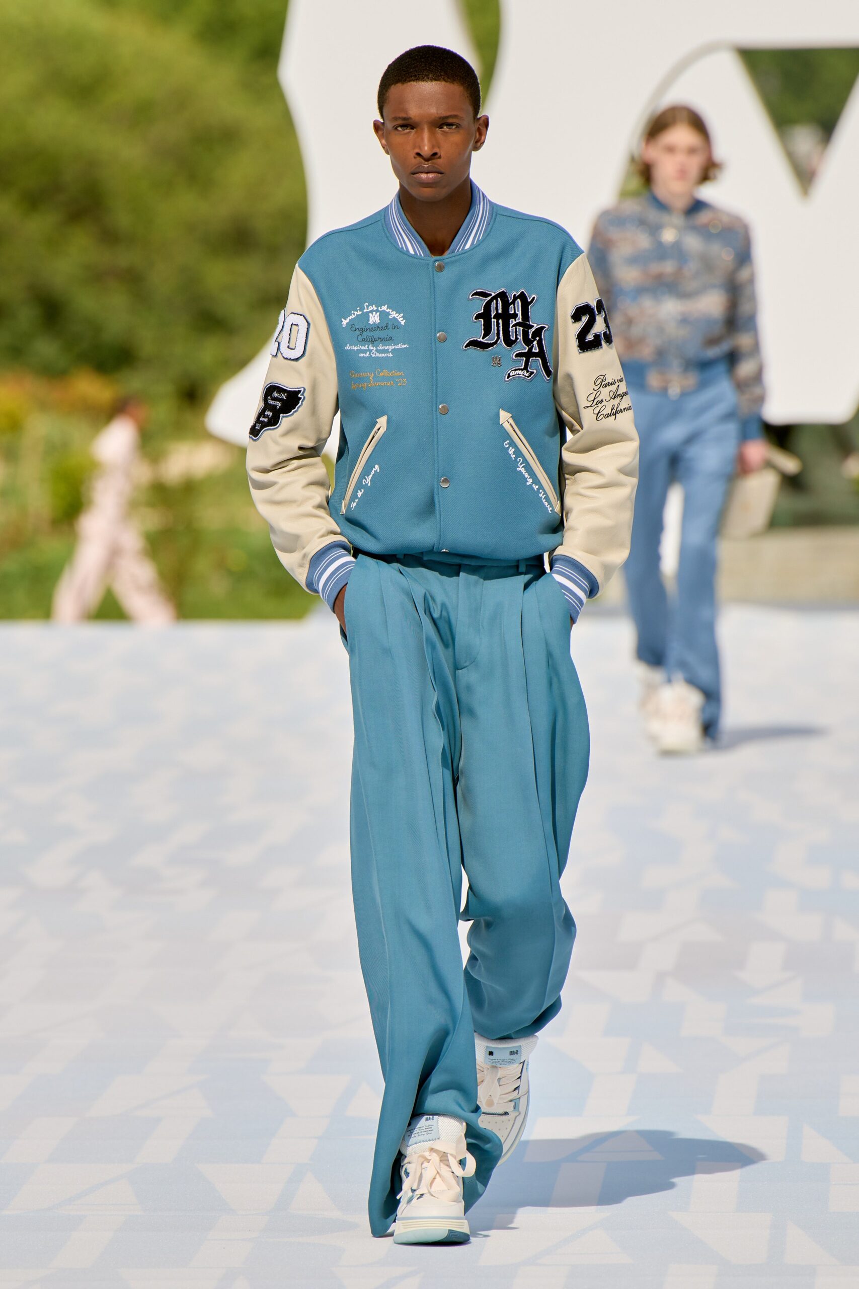 blue relaxed jacket and pants