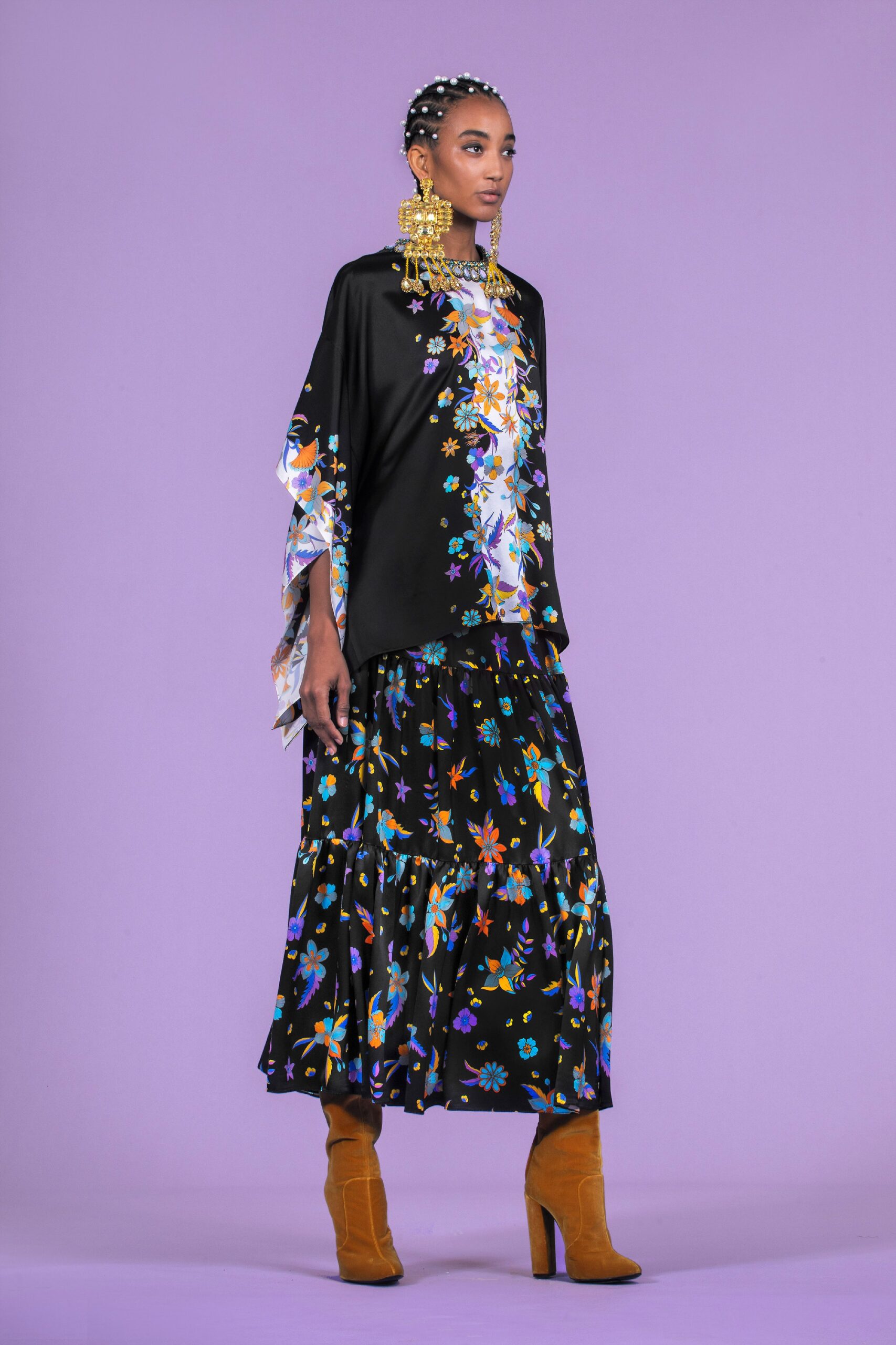 black multi-layered top with tiered skirt