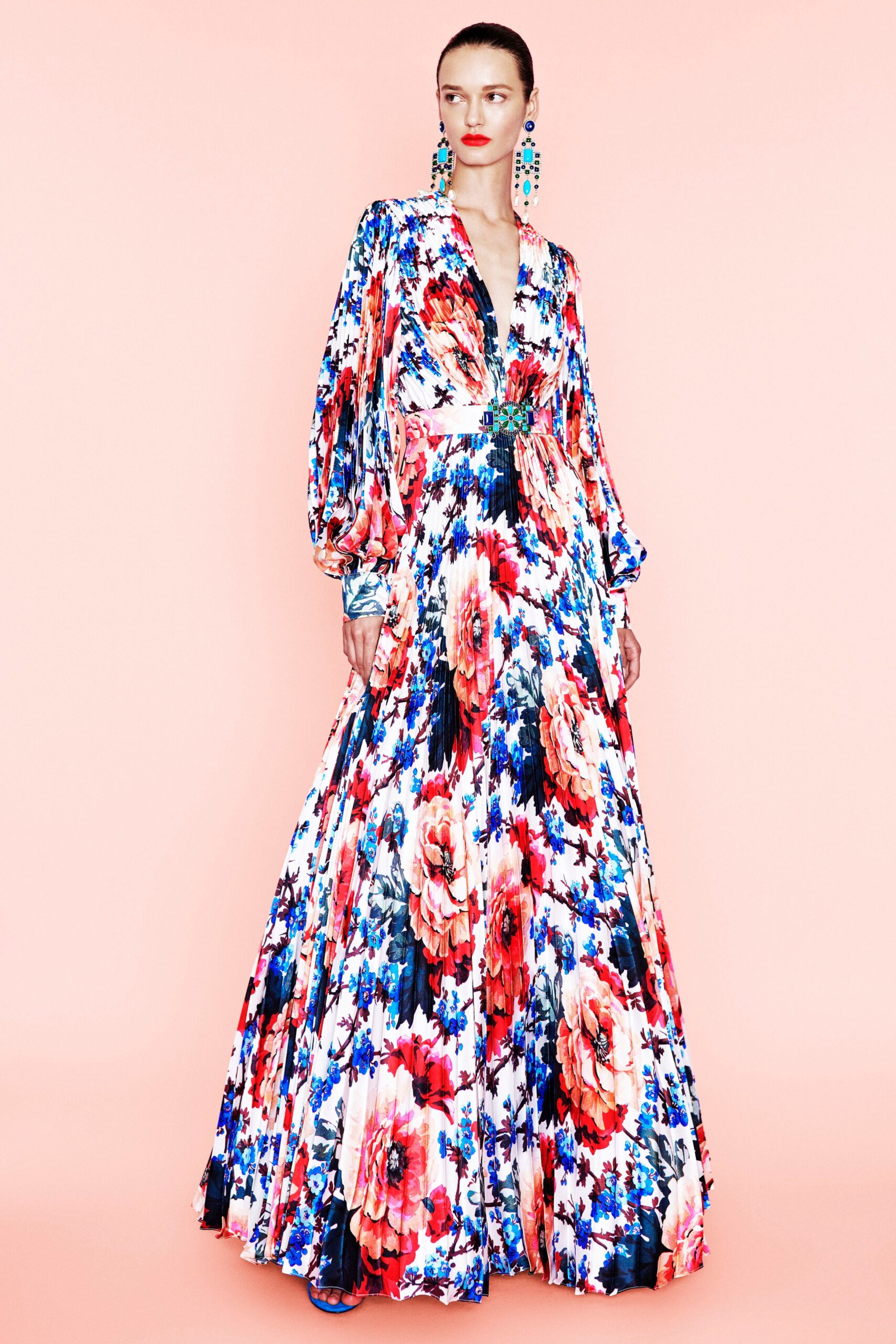 floral silk maxi gown