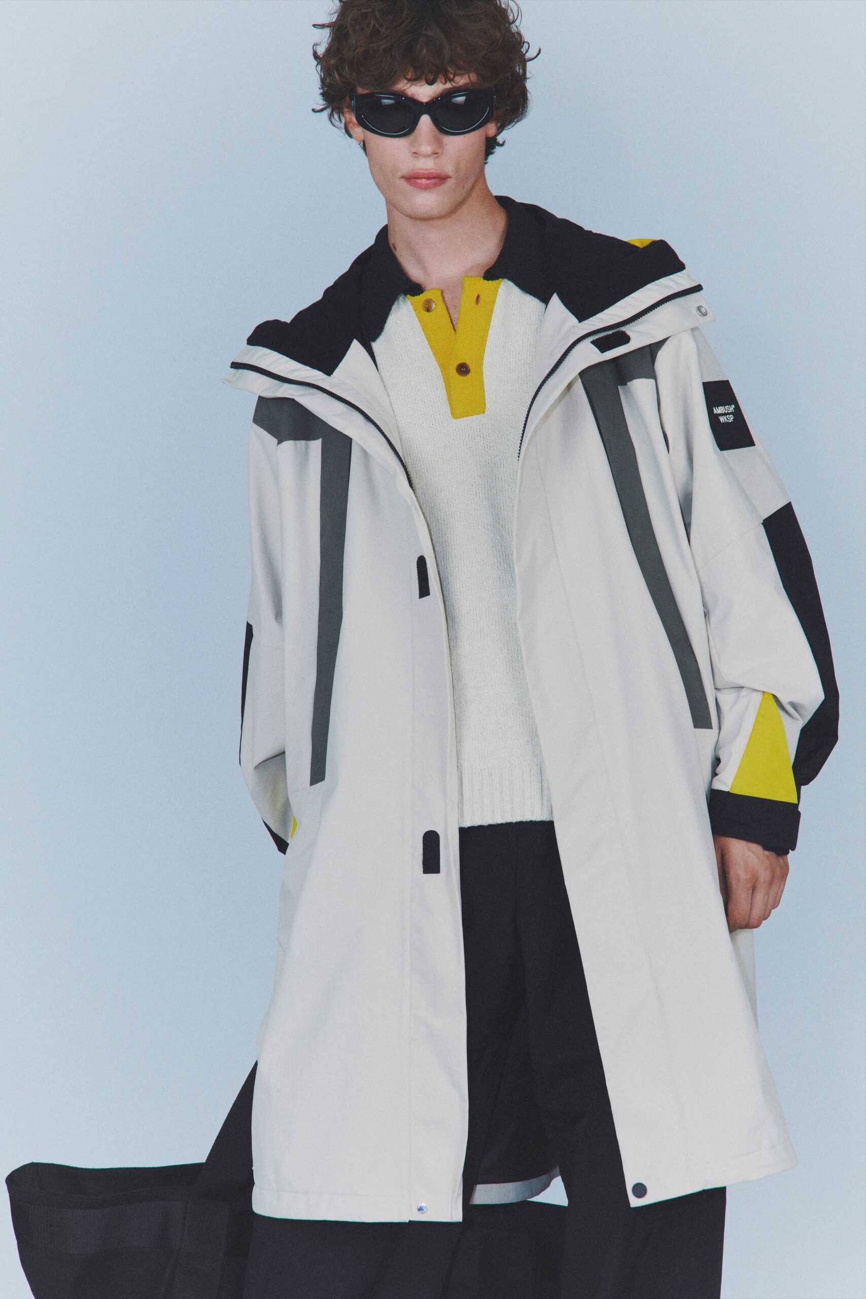 white relaxed coat with sweater