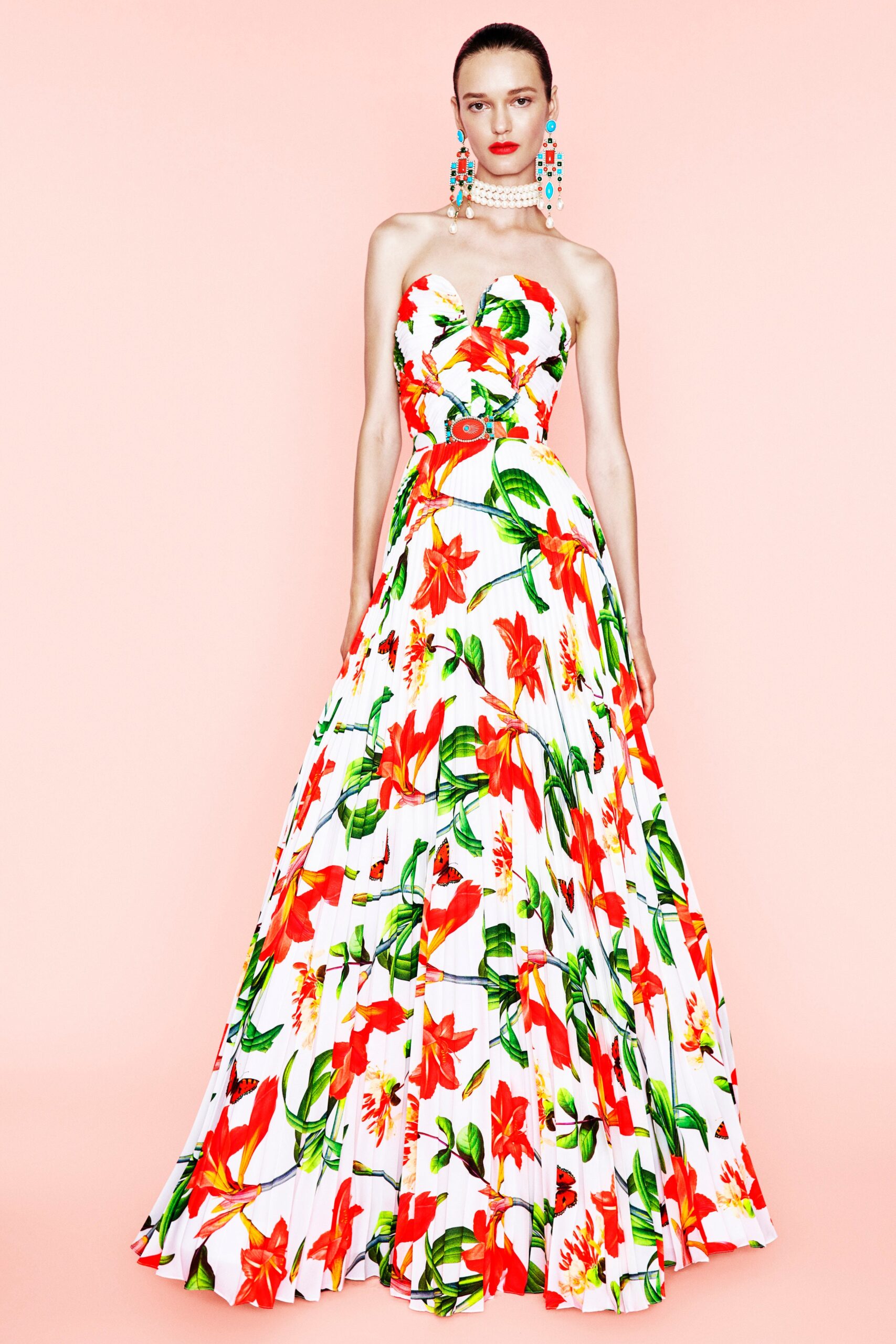 floral strapless maxi gown