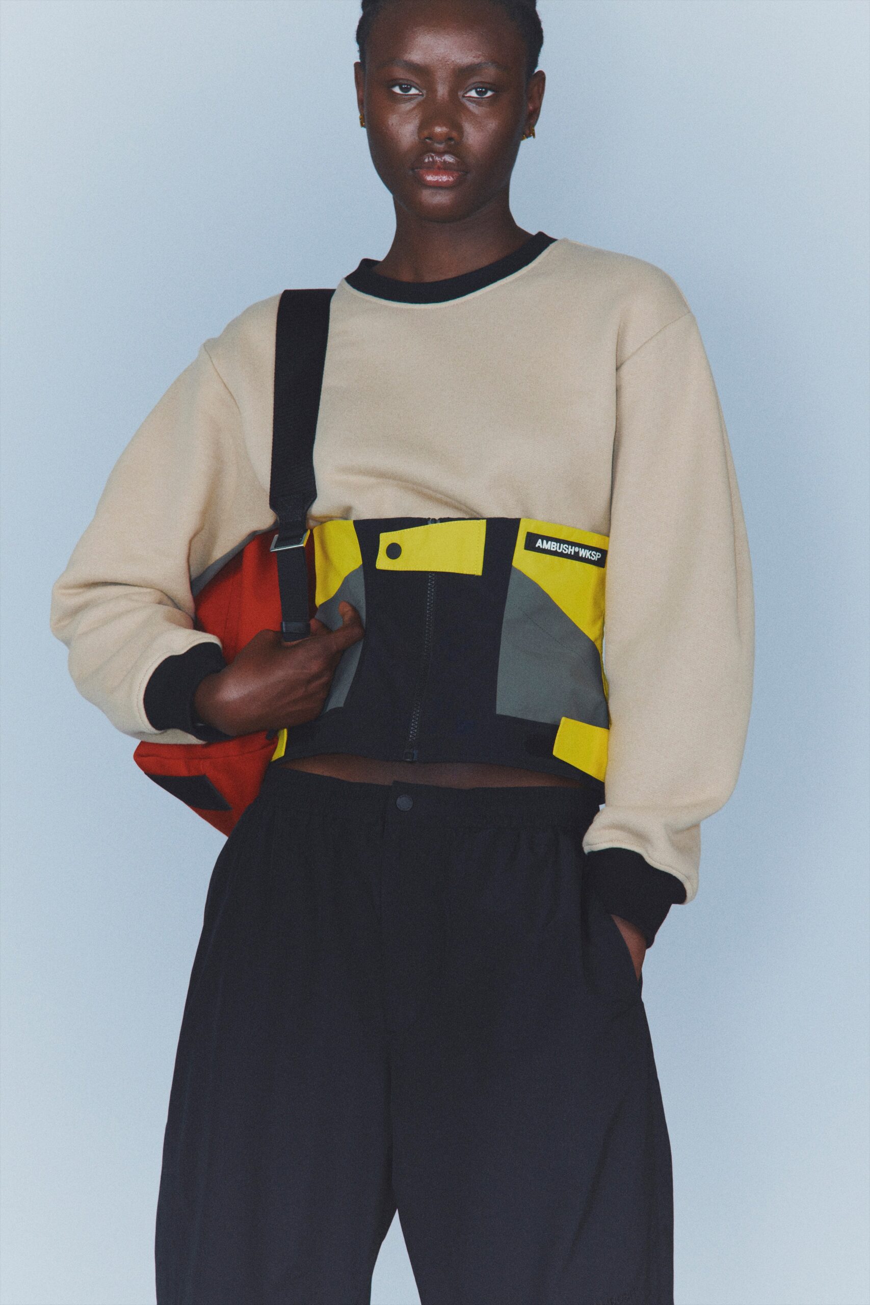 beige relaxed sweater with corset