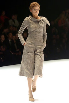 beige fitted tweed jumpsuit