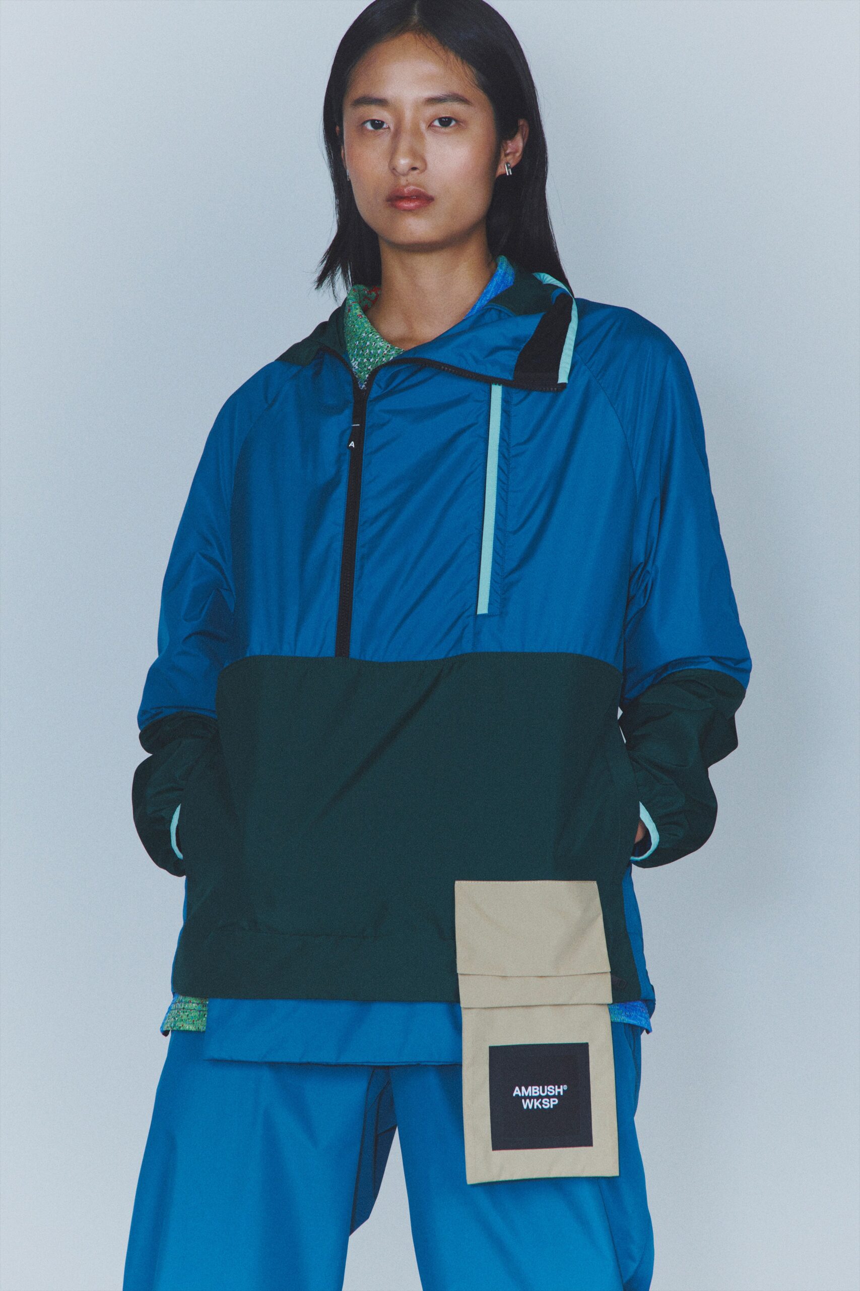 blue and green relaxed jacket with pants