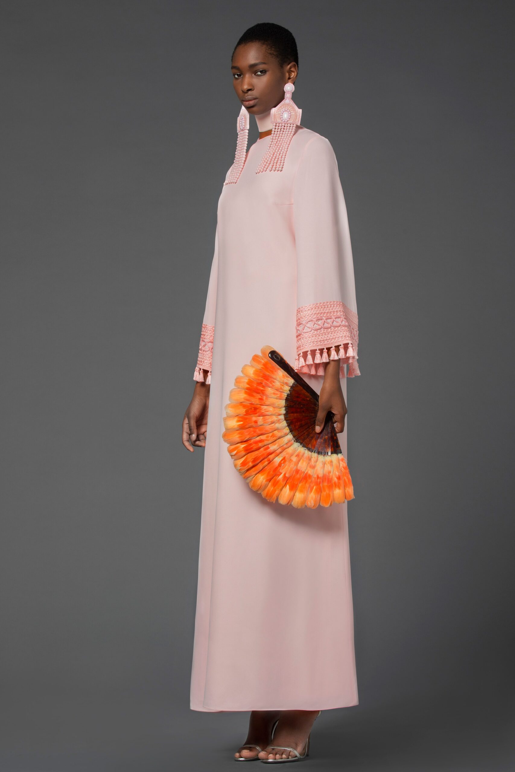 pink relaxed long-sleeve dress