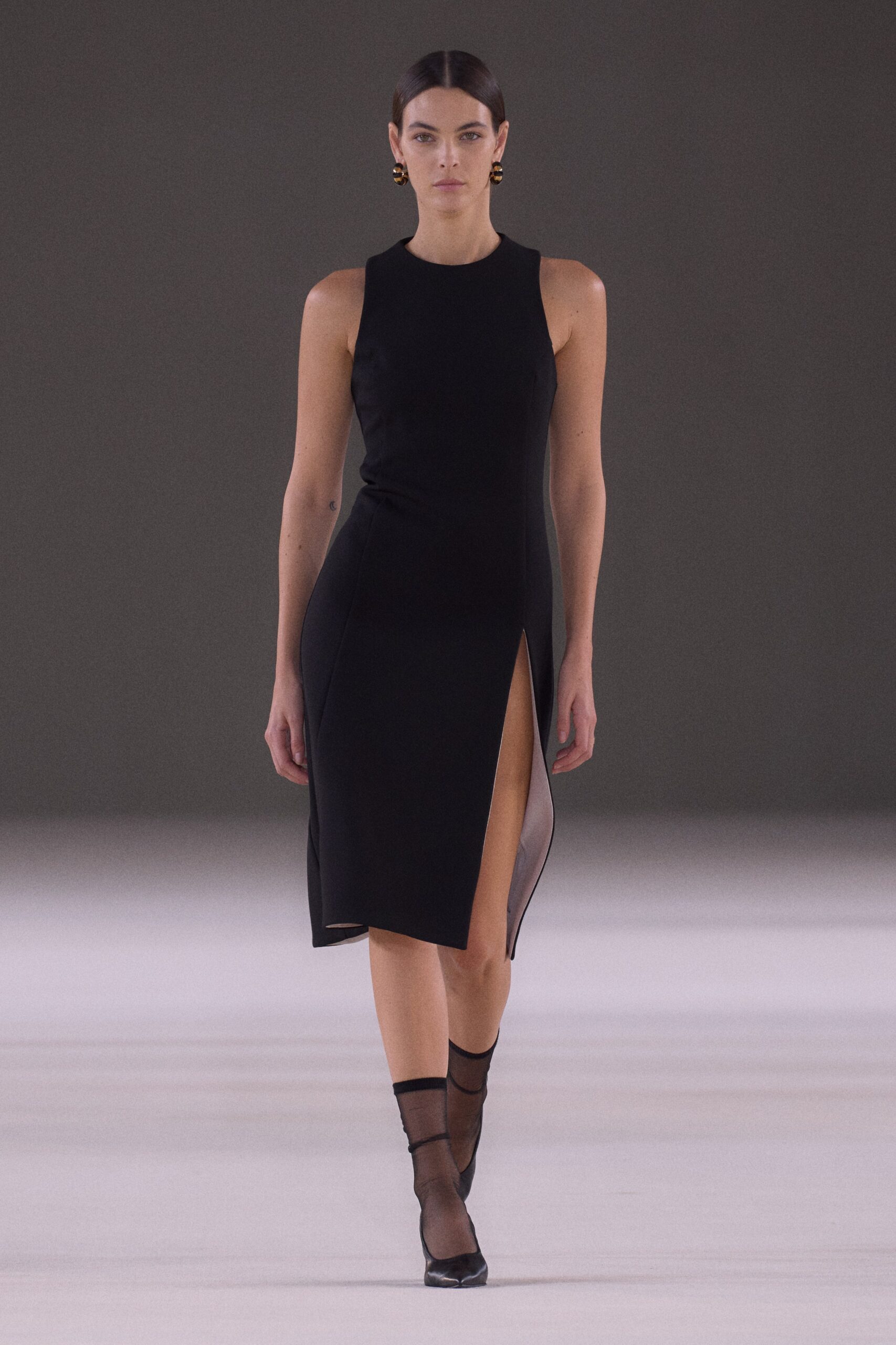 black silk sleeveless dress