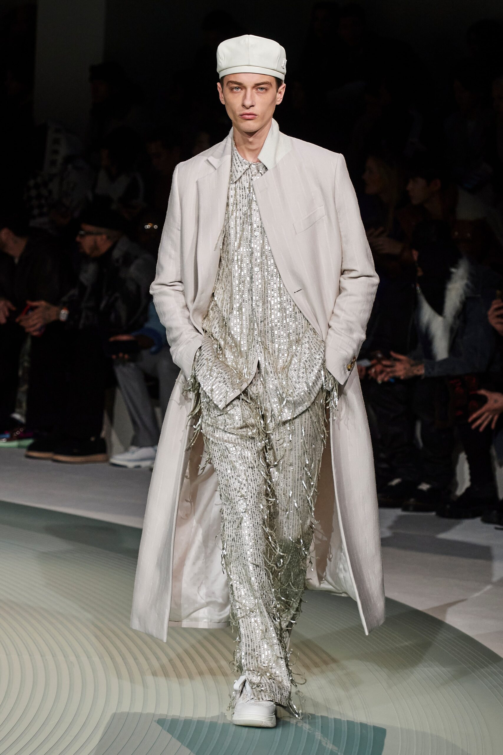 white coat with silver outfit