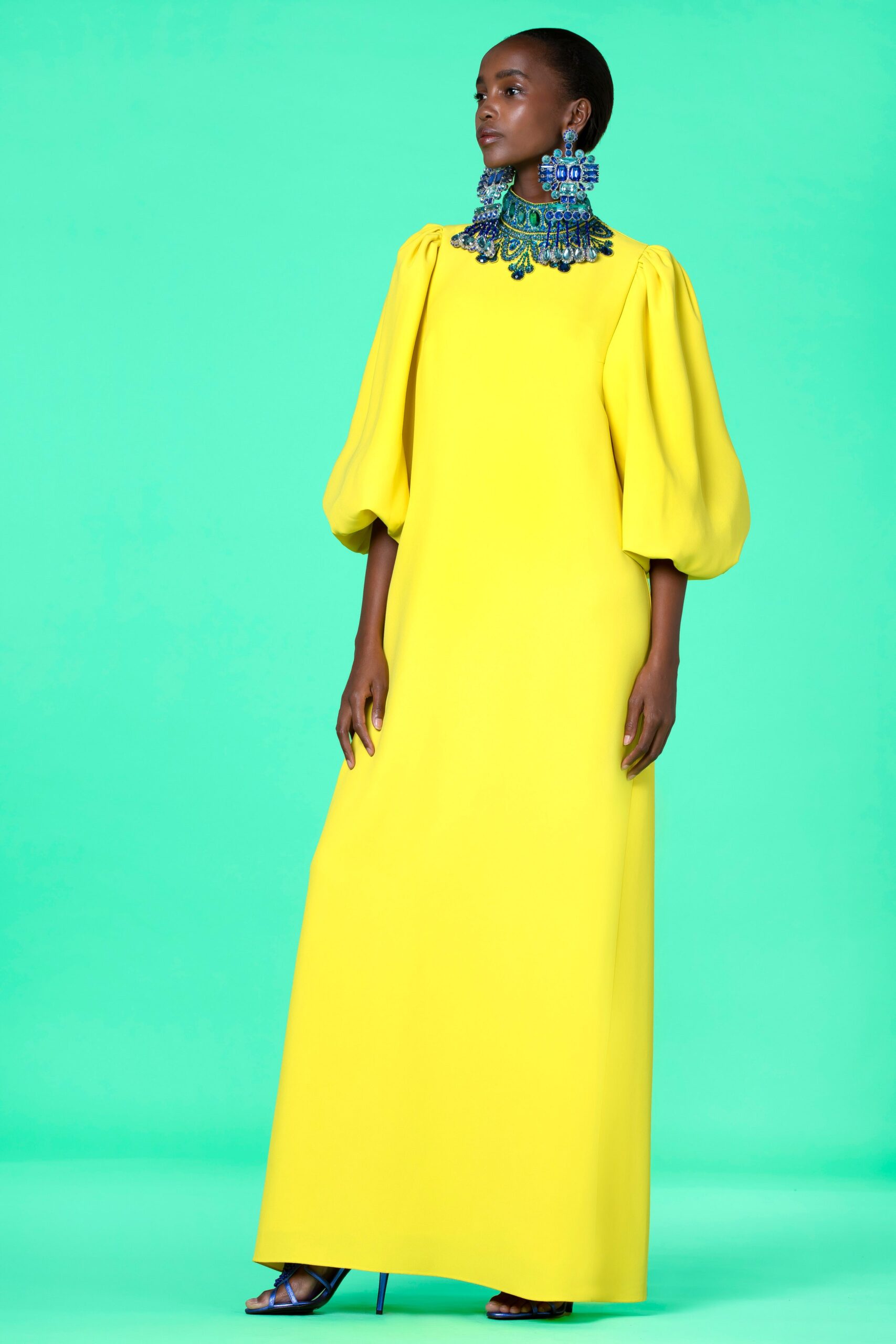 yellow relaxed long-sleeve gown