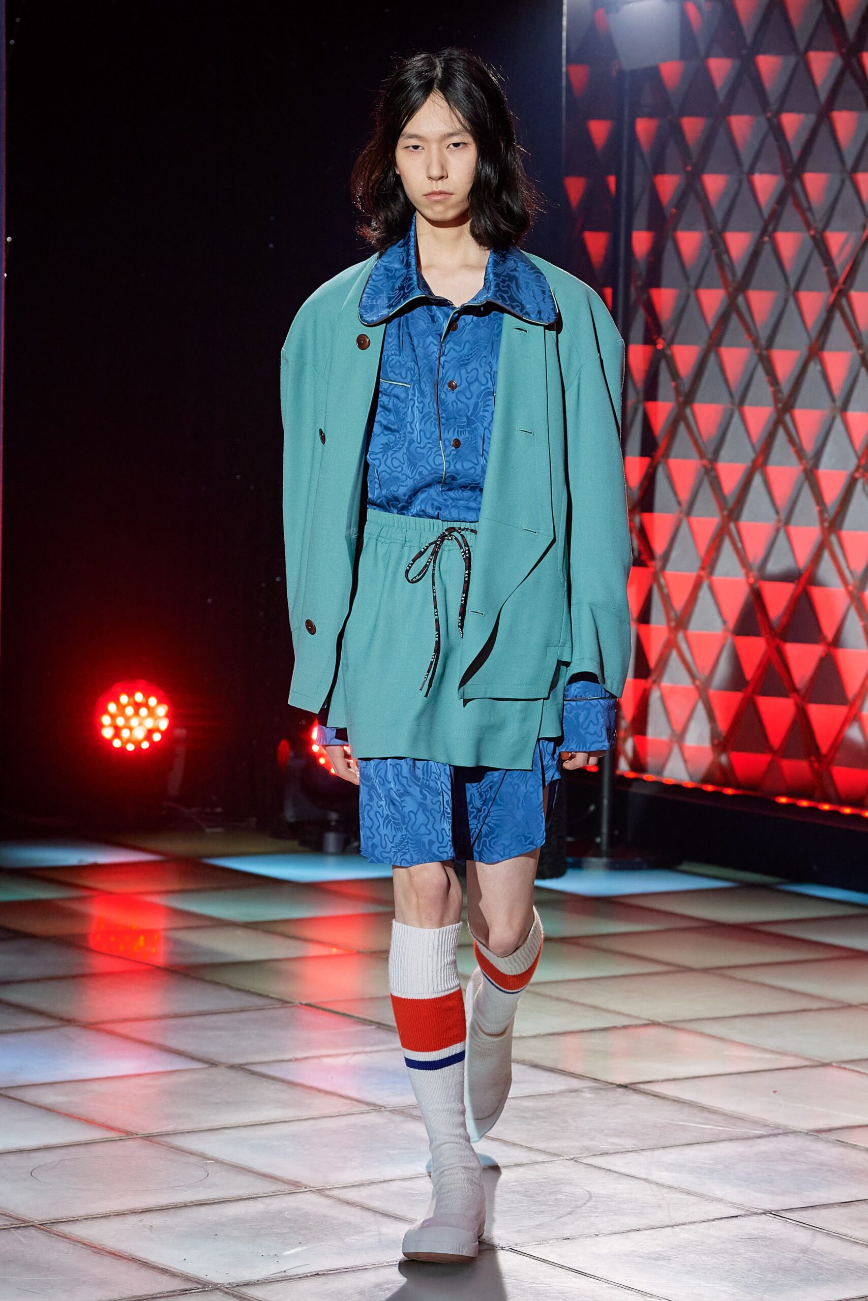 oversized jacket with printed shirt