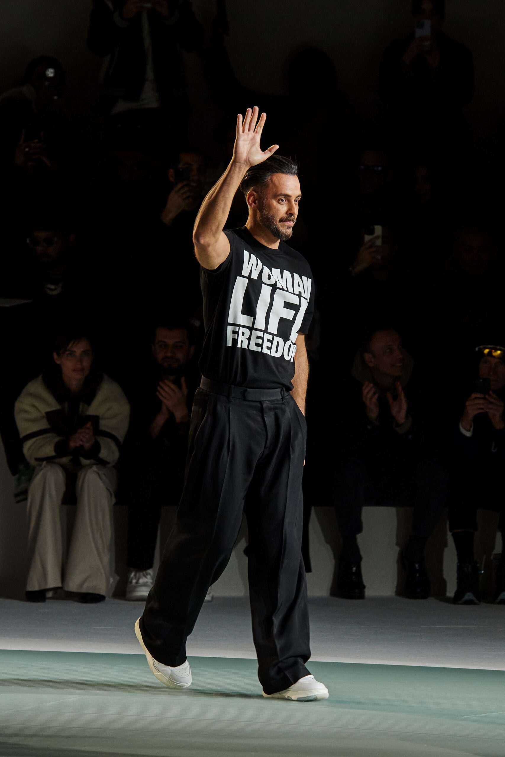 black printed t-shirt and pants