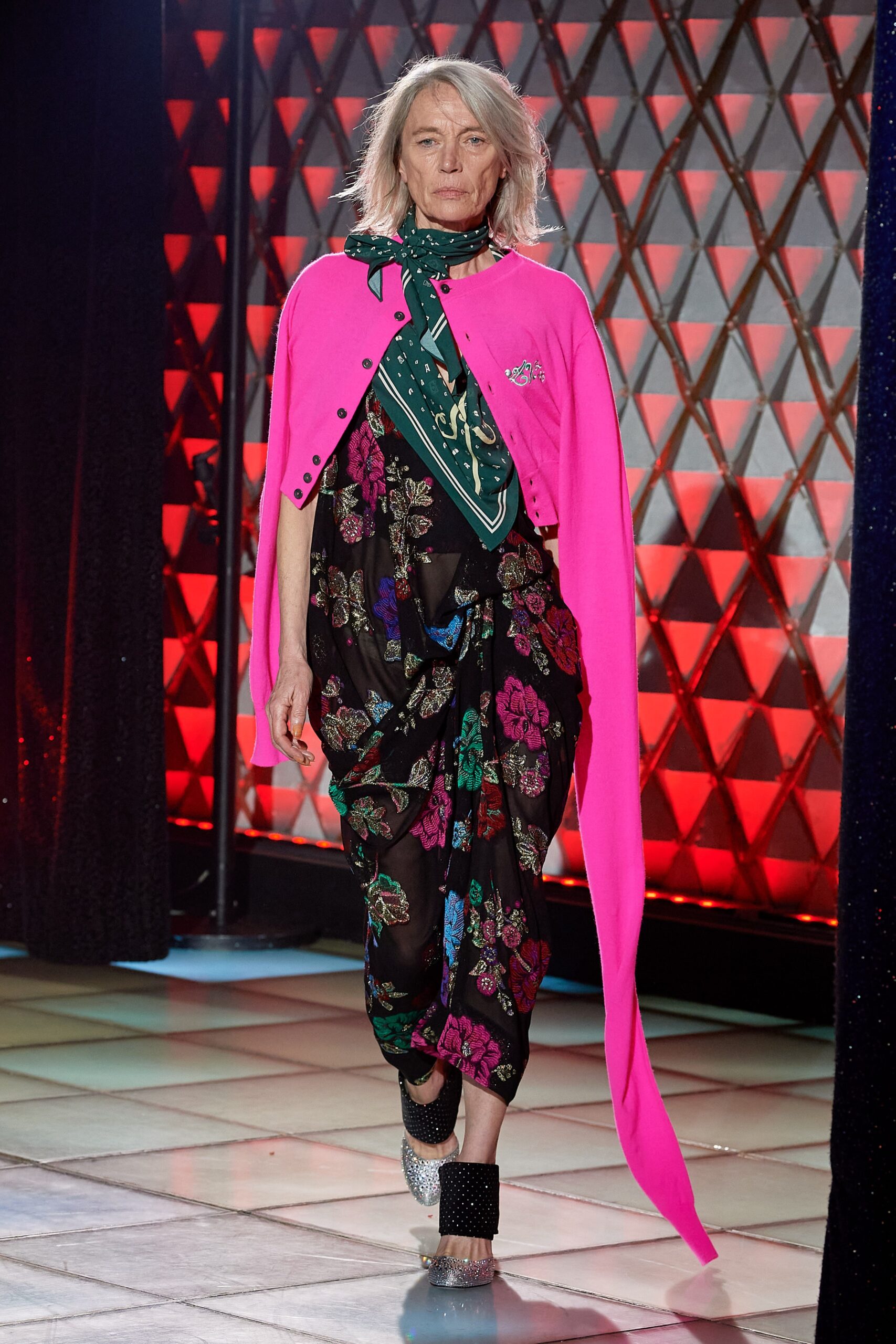 pink cape with floral pants