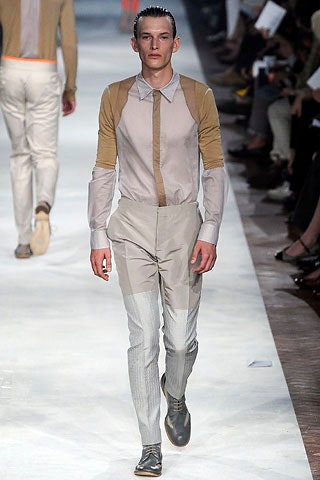 beige gray fitted shirt and pants