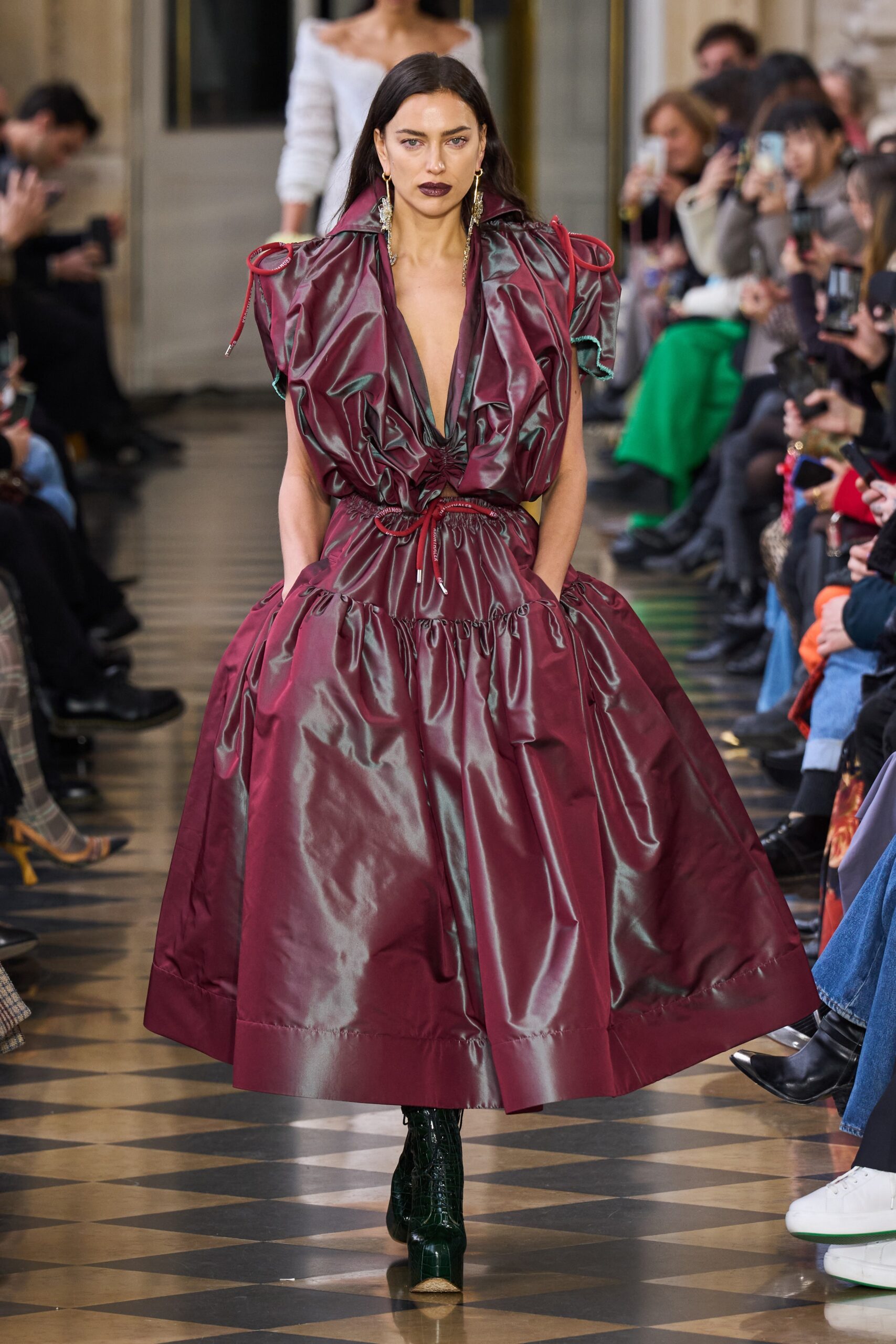 maroon vinyl sleeveless dress