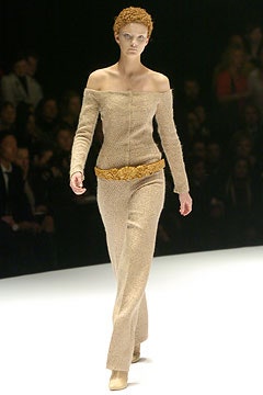 beige knit long-sleeve off-shoulder fitted straight-leg maxi dress