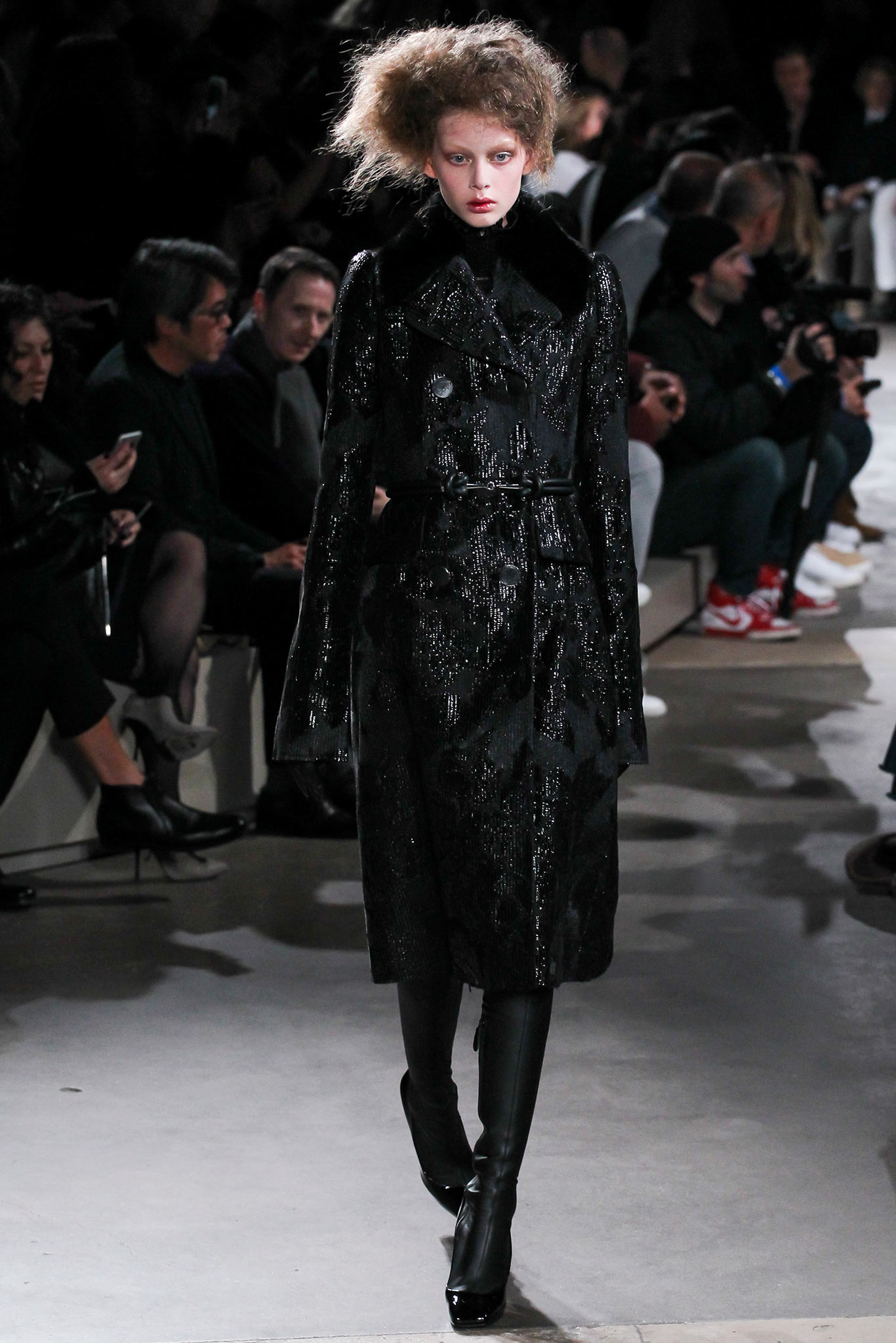 black sequin belted coat