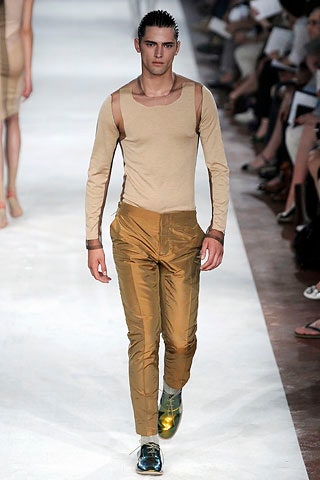 gold silk slim zippered shiny pants