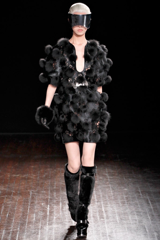 black fur sleeveless v-neck fitted embellished mini dress
