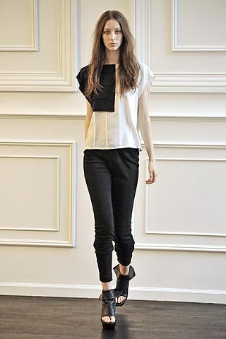 black and white color-blocked top