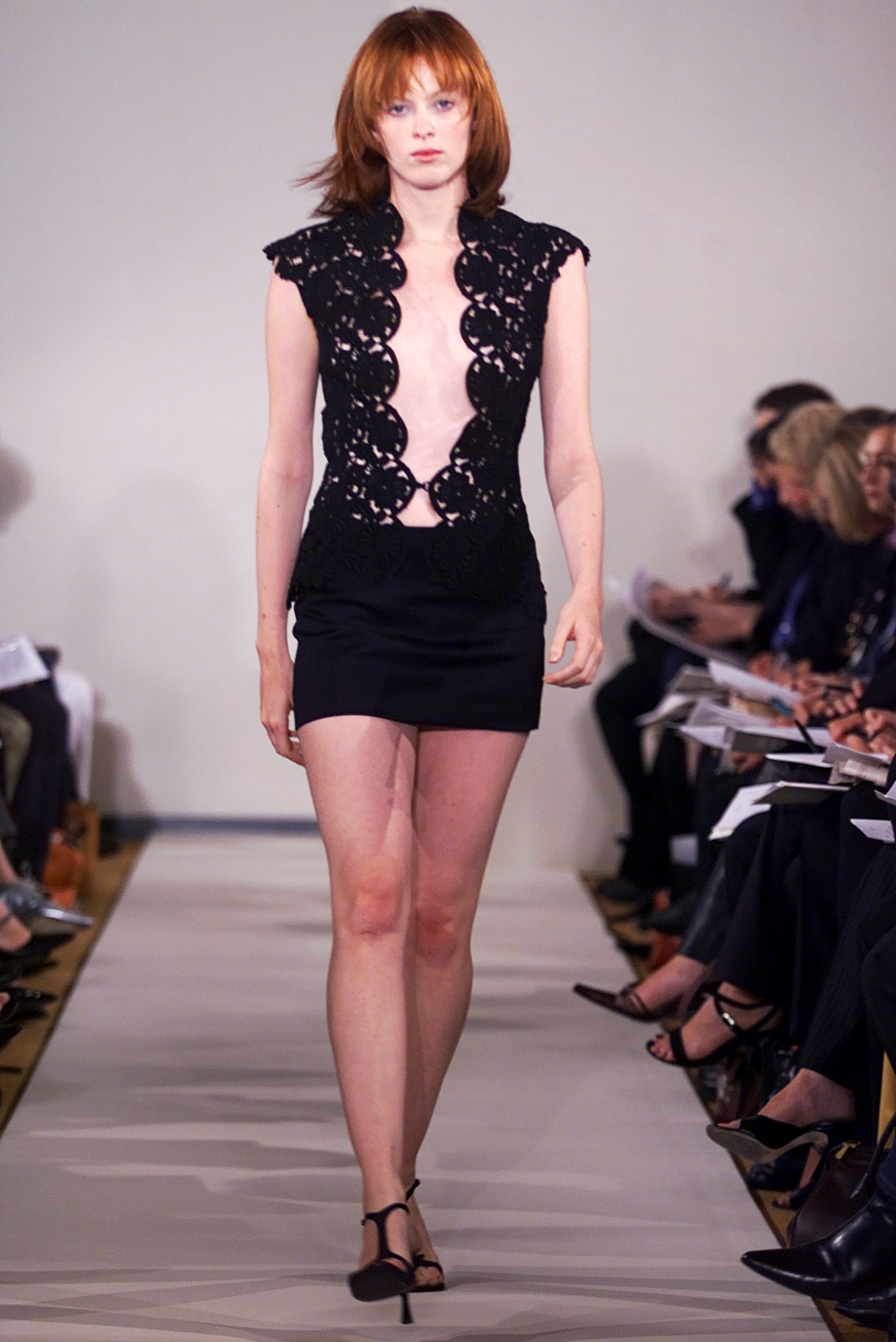 black lace top and mini skirt
