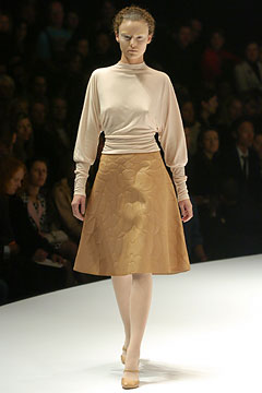 tan cotton fitted a-line embellished midi skirt