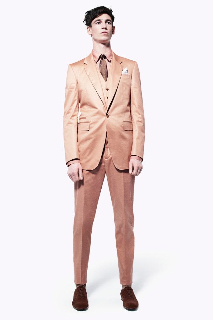 beige tailored suit