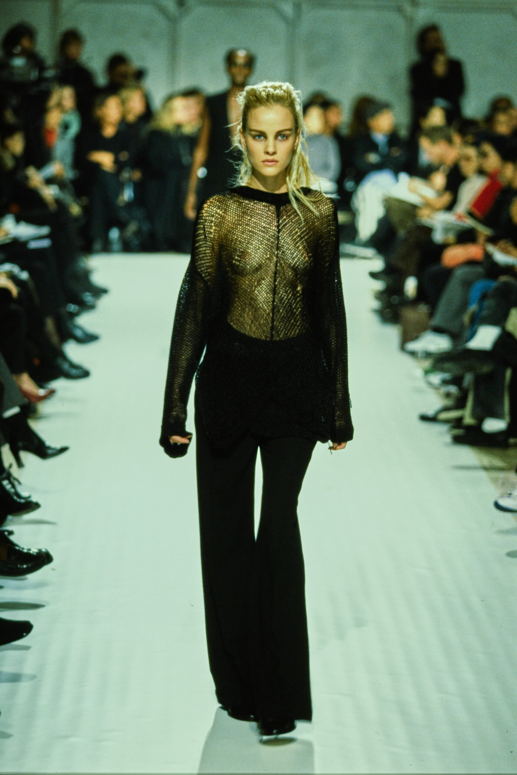 black mesh top and pants