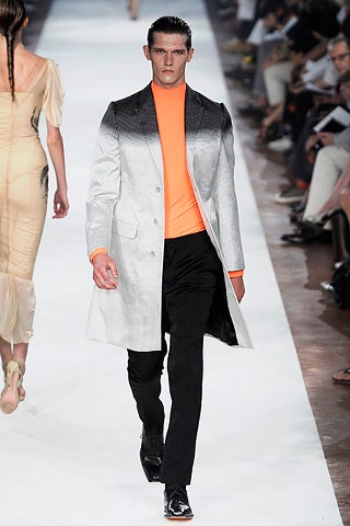 white silk long-sleeve collared tailored color-blocked shiny coat