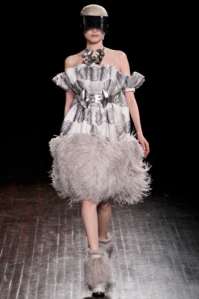 white and gray ruffled mini dress