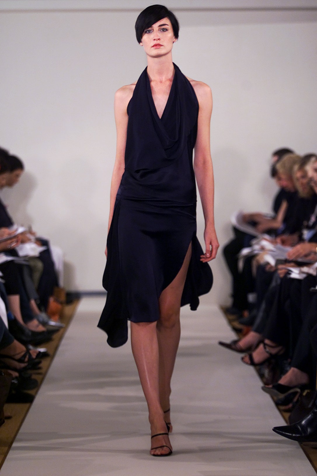black silk halterneck dress
