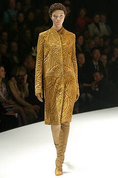 gold silk long-sleeve collared fitted embroidered midi coat