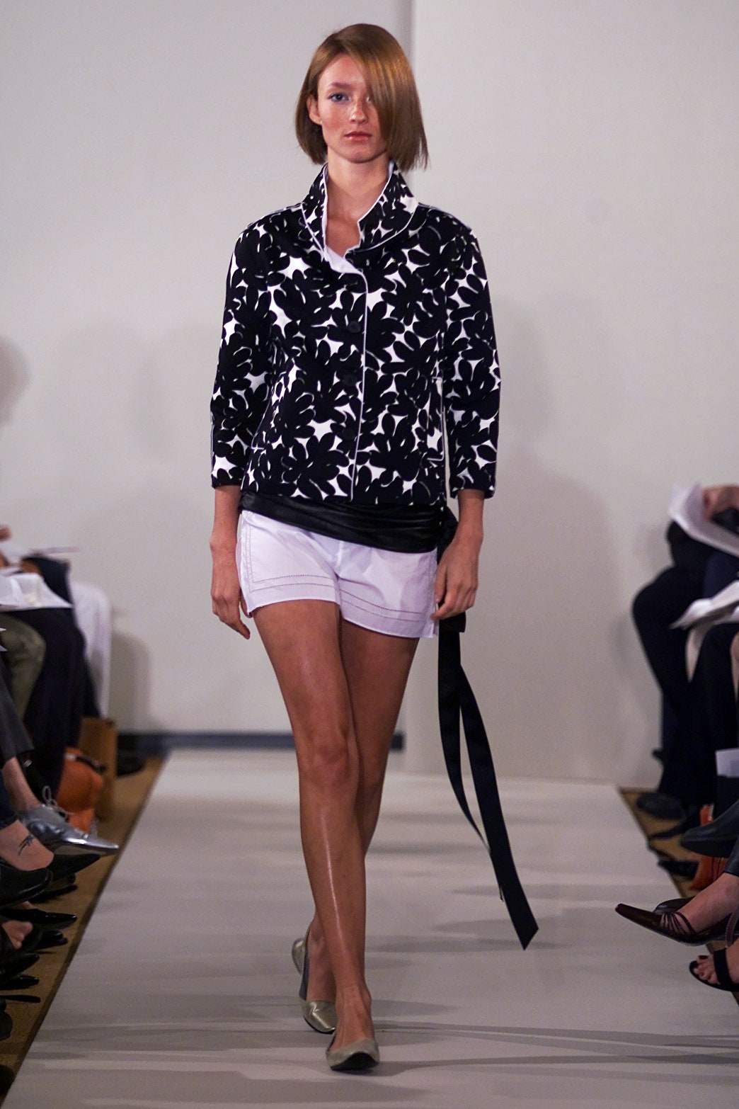 black and white printed jacket with shorts