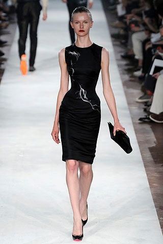 fitted black silk dress