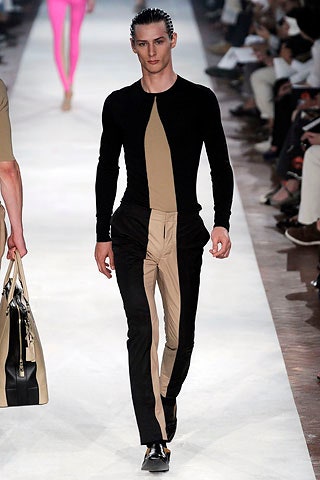 color-blocked fitted top and pants