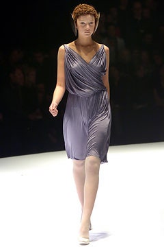 fitted gray silk sleeveless dress