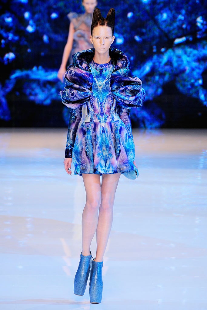blue silk fitted mini dress