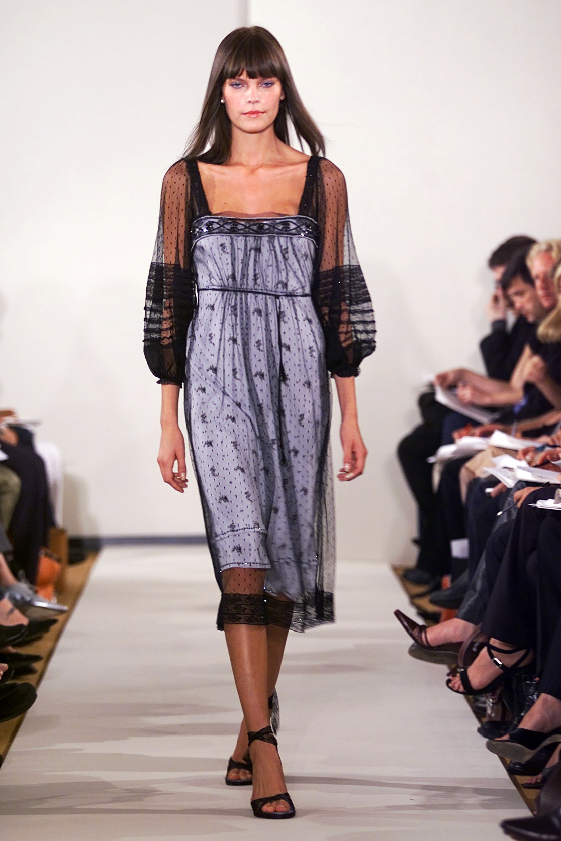 black and gray layered midi dress