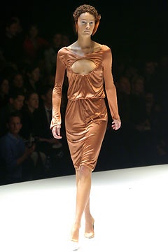 fitted orange satin dress