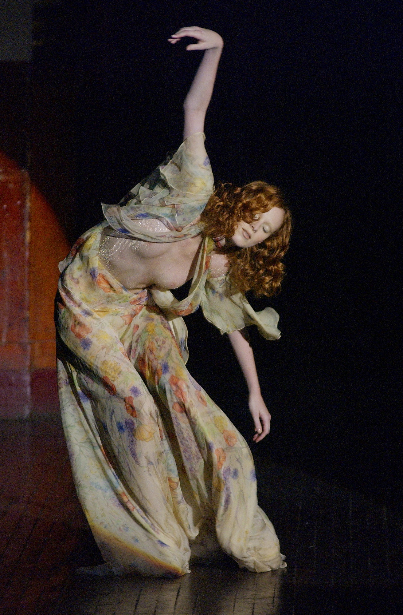 multi-colored sheer silk gown