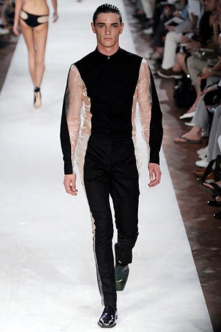 black silk long-sleeve collared fitted layered shirt