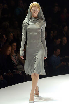 fitted gray silk midi dress