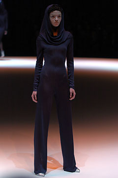 black fitted long-sleeve catsuit