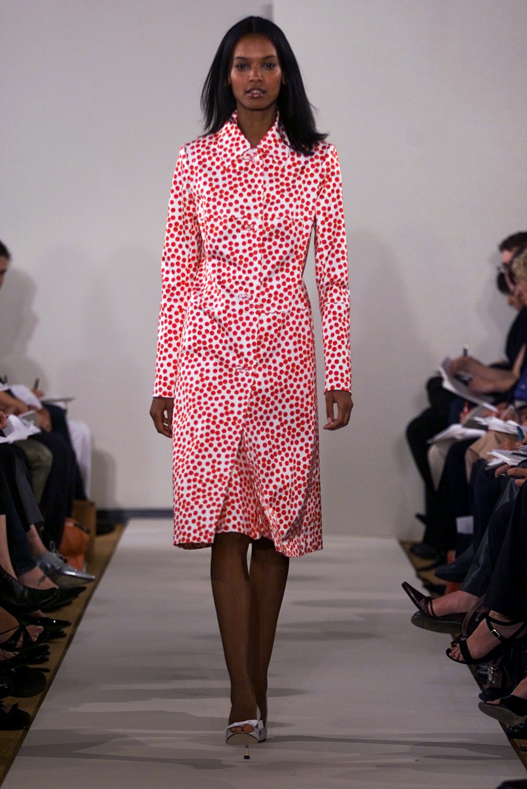 red and white polka-dot dress