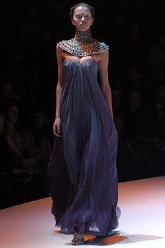purple silk sleeveless gown