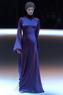 fitted purple silk gown