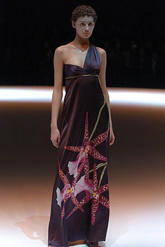 purple silk floral gown