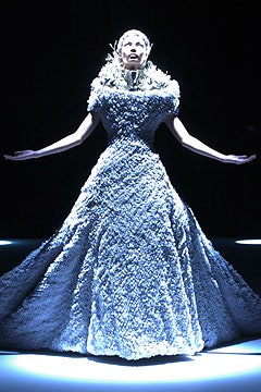 white silk fitted gown